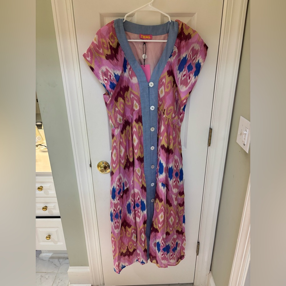 THML Pink Multi Midi Dress - Picture 2 of 3